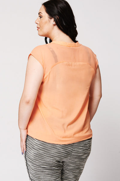 Peach Sleeveless Top With Shoulder Detail