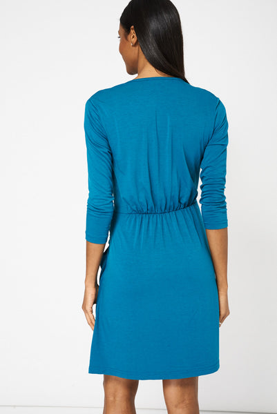 Teal Crossover Dress With Pockets Ex-Branded