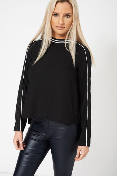 Black And Withe Long Sleeves  Sporty Top Ex-Branded