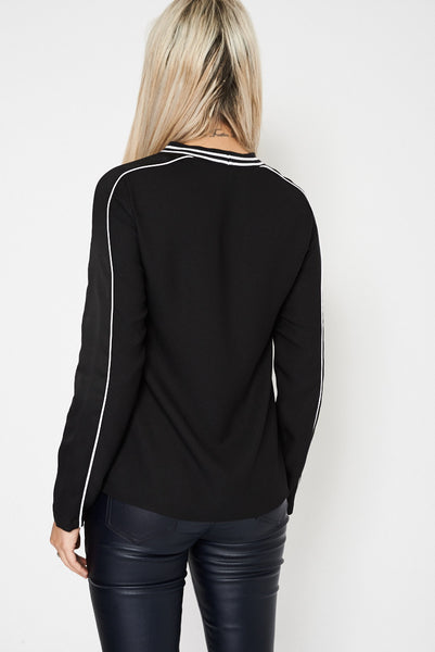 Black And Withe Long Sleeves  Sporty Top Ex-Branded