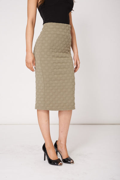 Khaki Pencil Skirt Available In Plus Sizes