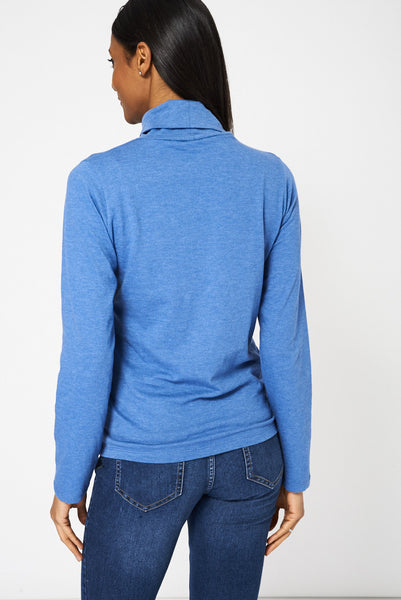 Mid Blue Roll Neck Top Ex-Branded