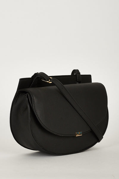 Crossbody Shoulder Bag With Twin Magnet Closure In Black