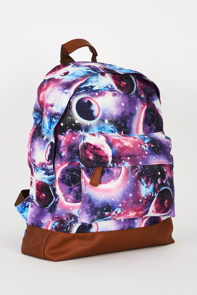 Galaxy Print Purple Canvas Backpack Design Bag