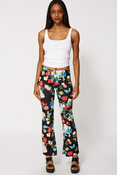 Black Leggings with Floral Pattern