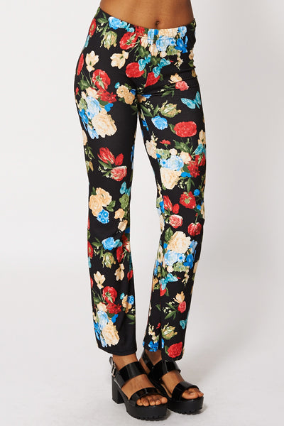 Black Leggings with Floral Pattern