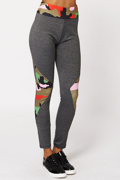 Dark Grey Multi Army Print Leggings