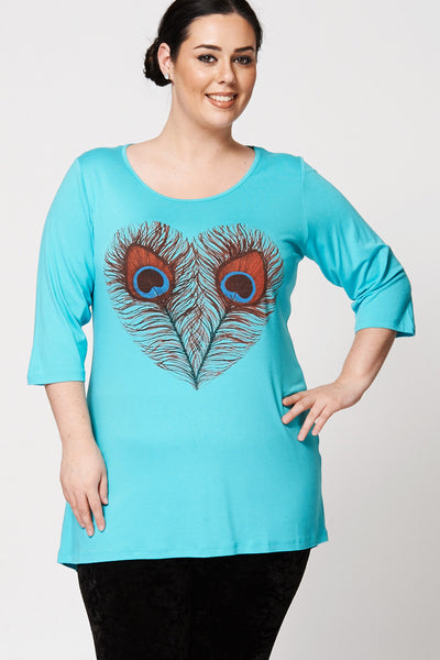 Peacock Feather Heart  Detail Top