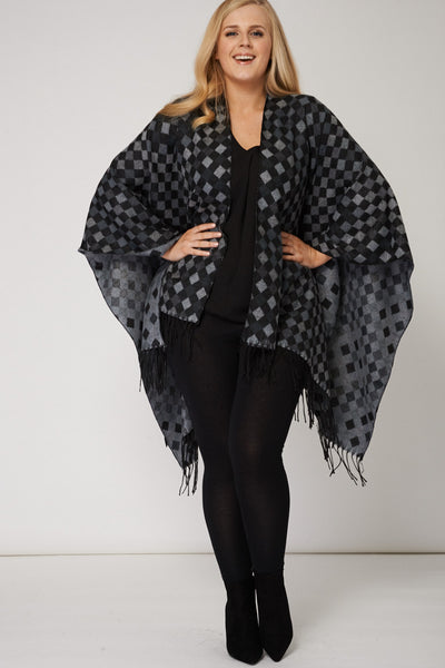 Splendid Diamond Open Front Poncho