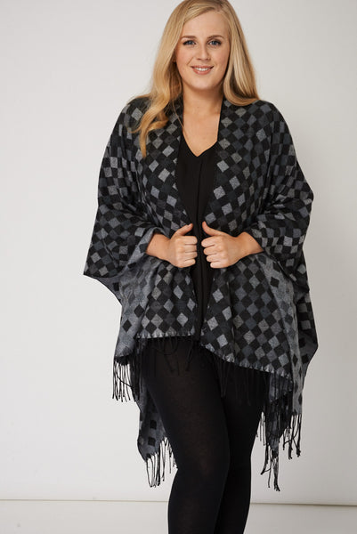 Splendid Diamond Open Front Poncho