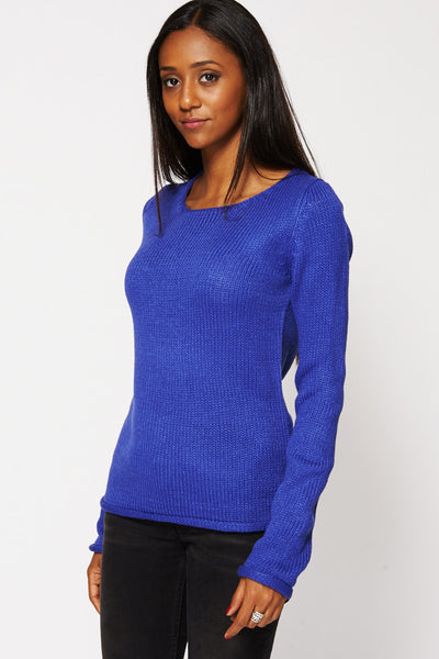 Blue Knit Pullover Sweater