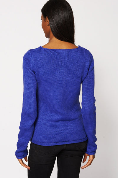 Blue Knit Pullover Sweater