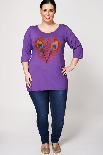 Peacock Feather Heart Print Top