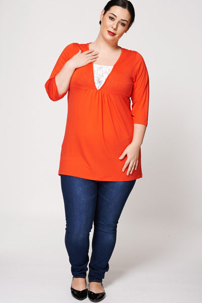 V-Neck Tunic with Crochet Underlay Detail