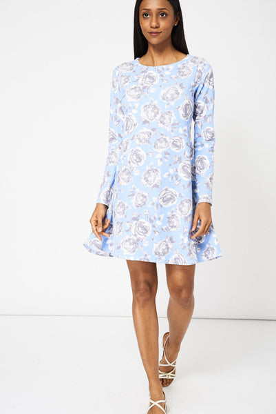 Roses Print A-Line Dress