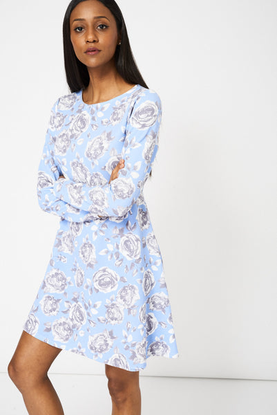 Roses Print A-Line Dress
