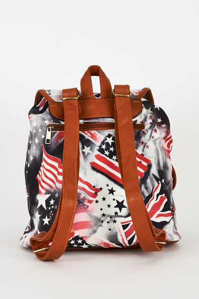 Flag Print Grey Backpack Design Bag