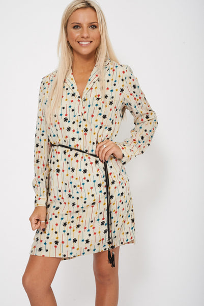 Floral Mix Print Belted Dress