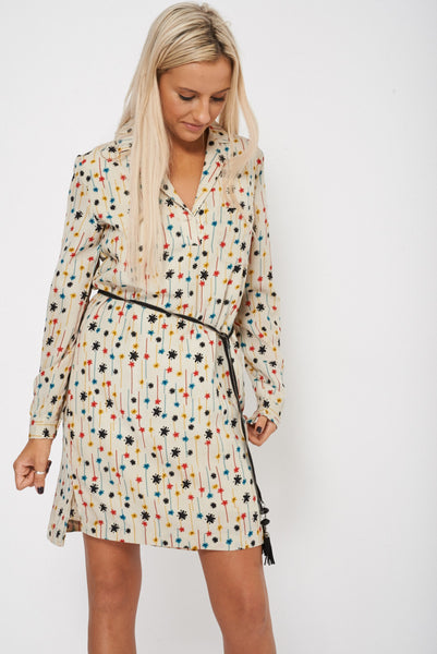 Floral Mix Print Belted Dress