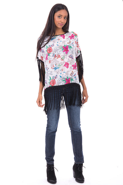 Chiffon Batwing Top With Tassel AVAILABLE IN PLUS SIZES