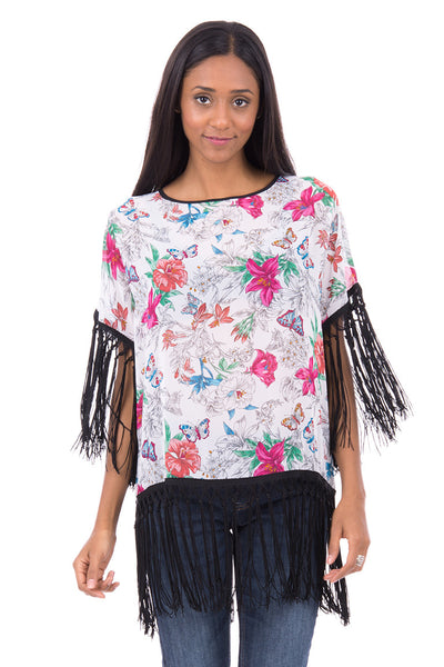 Chiffon Batwing Top With Tassel AVAILABLE IN PLUS SIZES