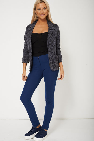 Blazer With Stylish Collar and Front Pockets Plus Sizes Available