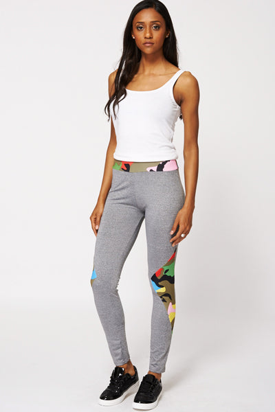 Light Grey Multi Army Print Leggings