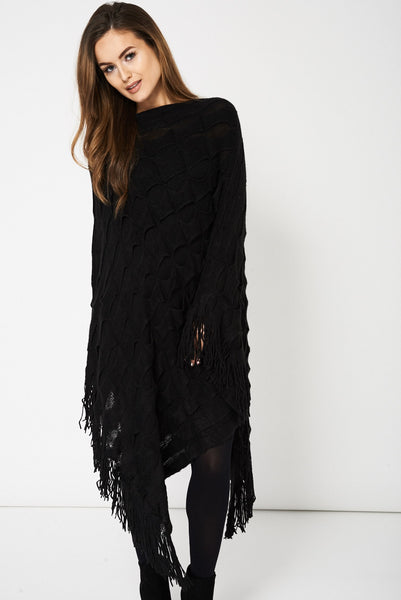 Black Frill Poncho