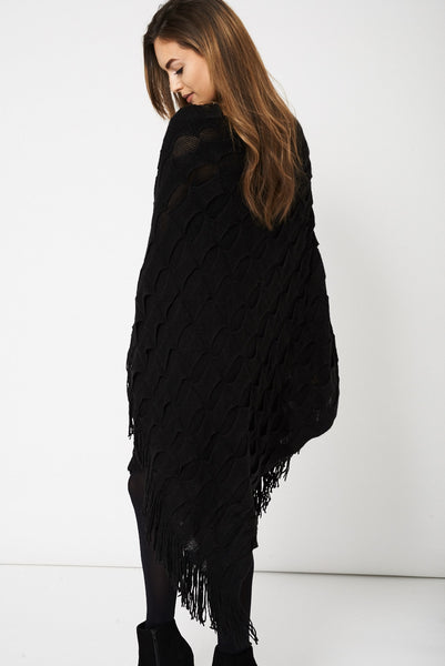 Black Frill Poncho