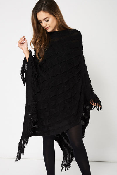 Black Frill Poncho