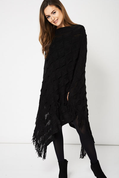 Black Frill Poncho