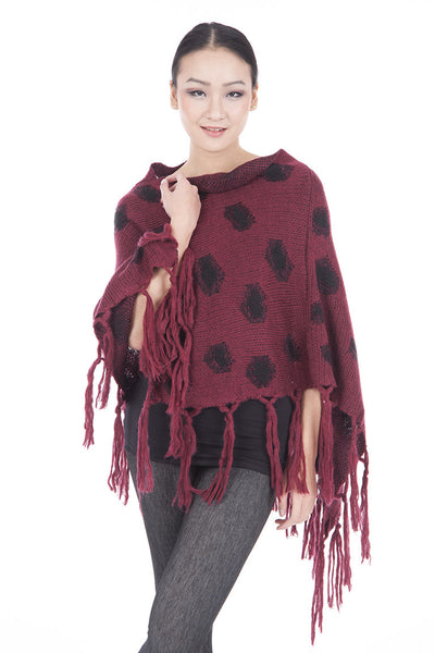 Knitted V-Neck Poncho