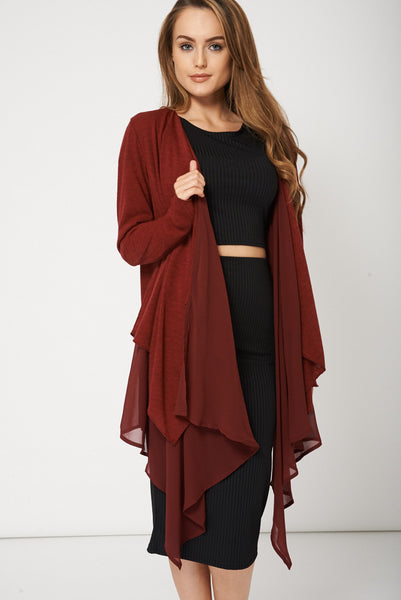 Ladies Long Sleeve Waterfall Style Cardigan