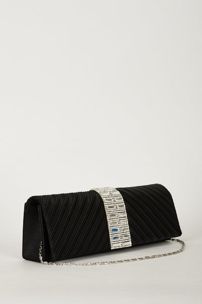 Black Evening Clutch Bag With Diamante