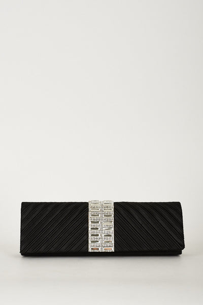 Black Evening Clutch Bag With Diamante