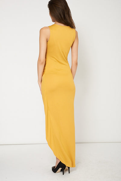 In The Fashion Maxi Yellow Dress With Knot Front