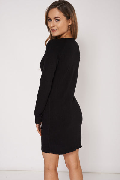 Black Pocket Jumper Dress