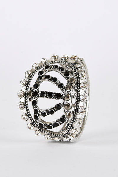 Hinged Bangle with Crown Design