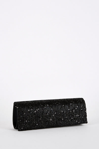 Sequin and Thread Design Clutch Bag