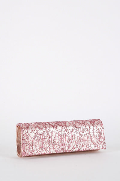 Sequin and Thread Design Clutch Bag