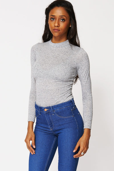 Grey High Neck Top Ex-Branded