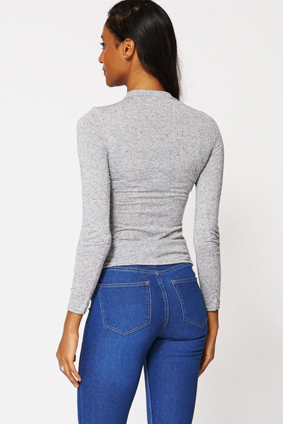 Grey High Neck Top Ex-Branded