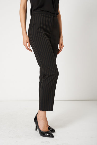 Vertical Striped Wide Leg Trouser With Front Pockets Ex-Branded Available In Plus Sizes