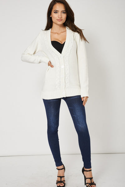 Pure Cotton Knit Long Cardigan With Front Buttons