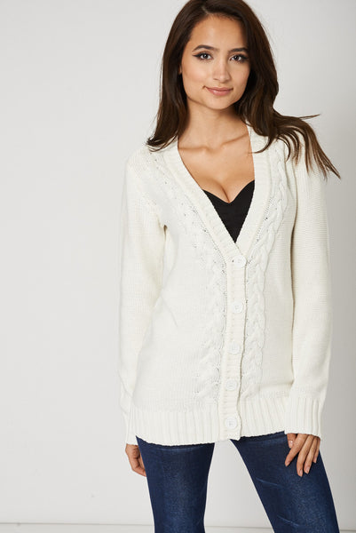 Pure Cotton Knit Long Cardigan With Front Buttons