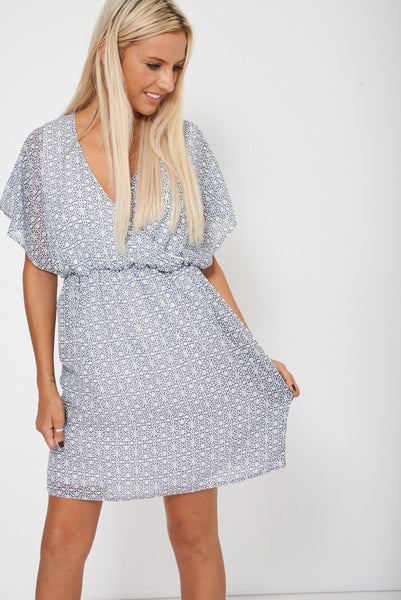 Fully Lined Abstract Print Skater Dress