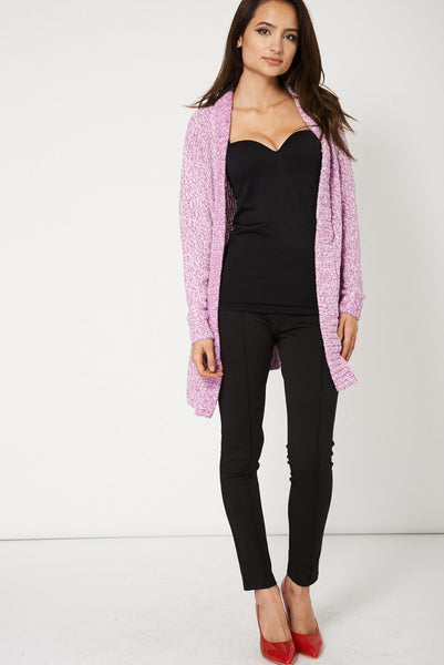 Purple Unfastened Knit Cardigan