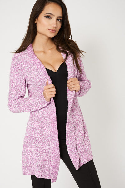 Purple Unfastened Knit Cardigan