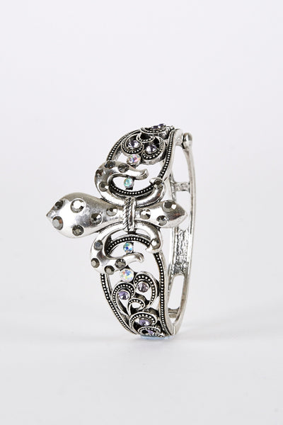 Fleur de Lis Diamante Hinged Bangle Limited Stock