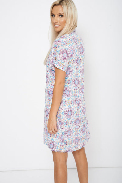 Abstract Button Up Sun Dress